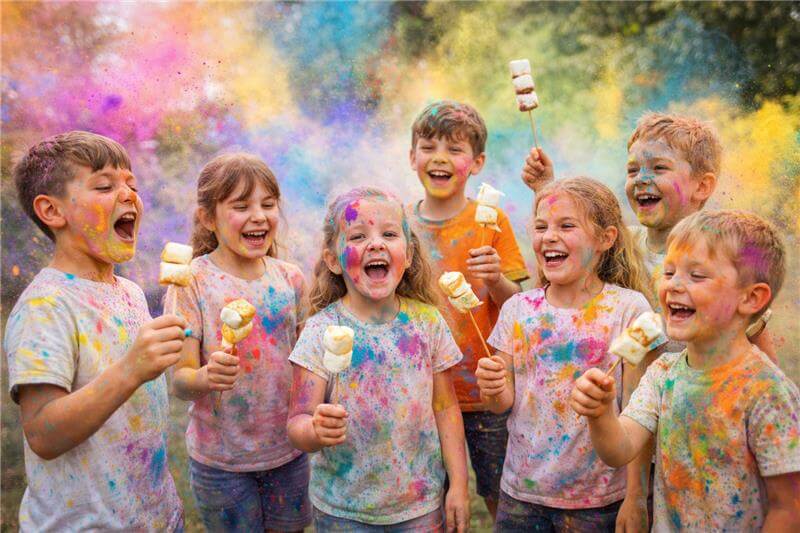 Dienos stovykla holi miltelių ir zefyrų šventė