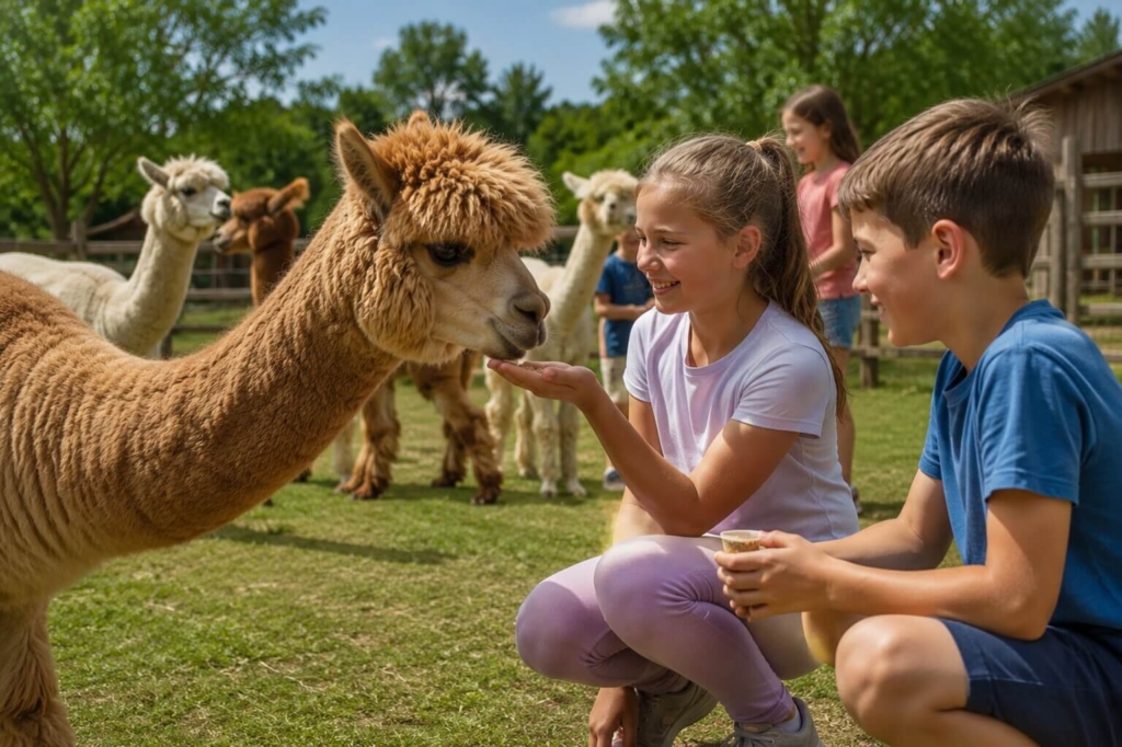 Anglų kalbos dienos stovyklos išvyka į alpakų parką
